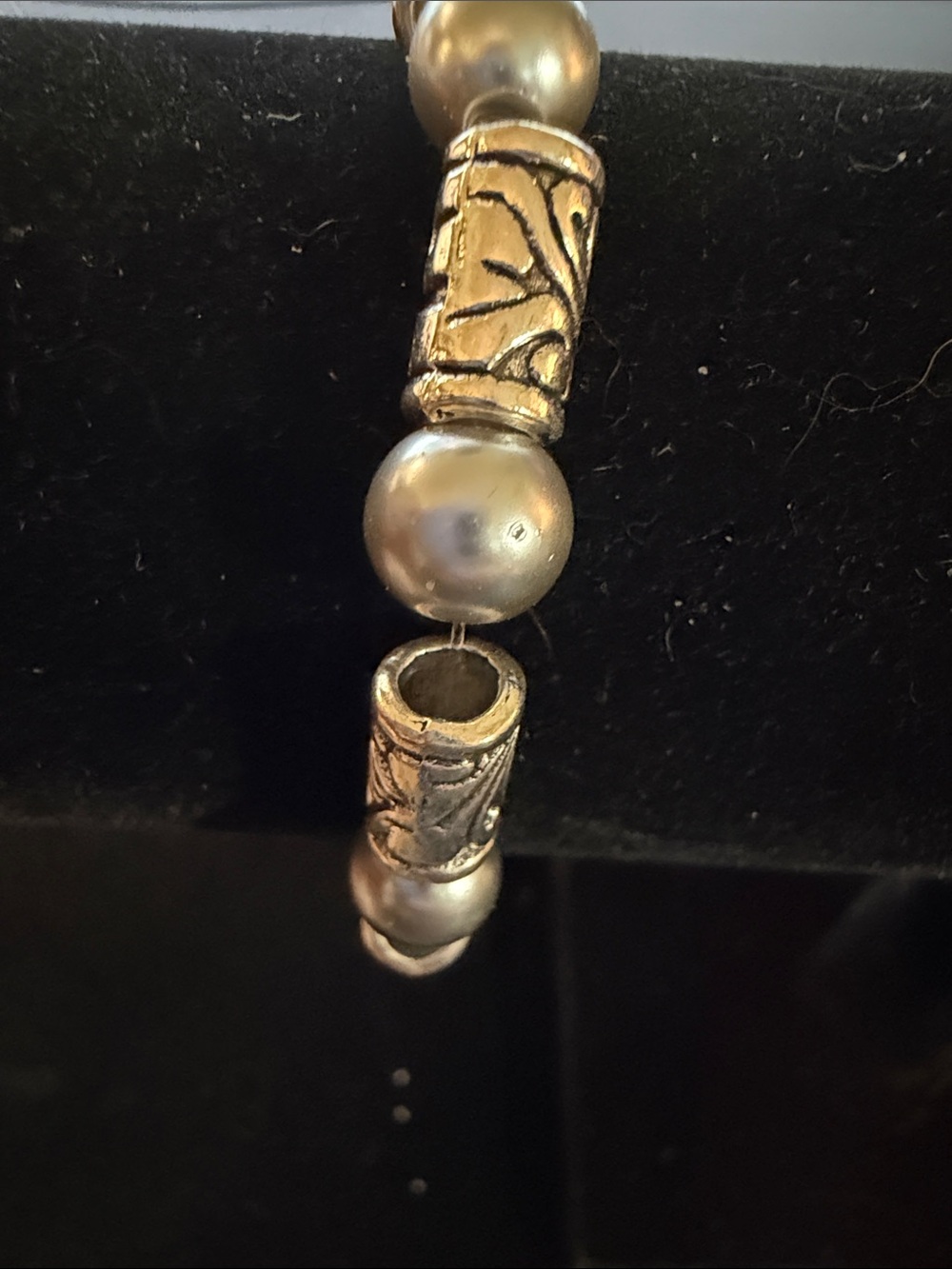 Silver-Tone Beaded Women’s Bracelet - Elegant Metallic Pearls